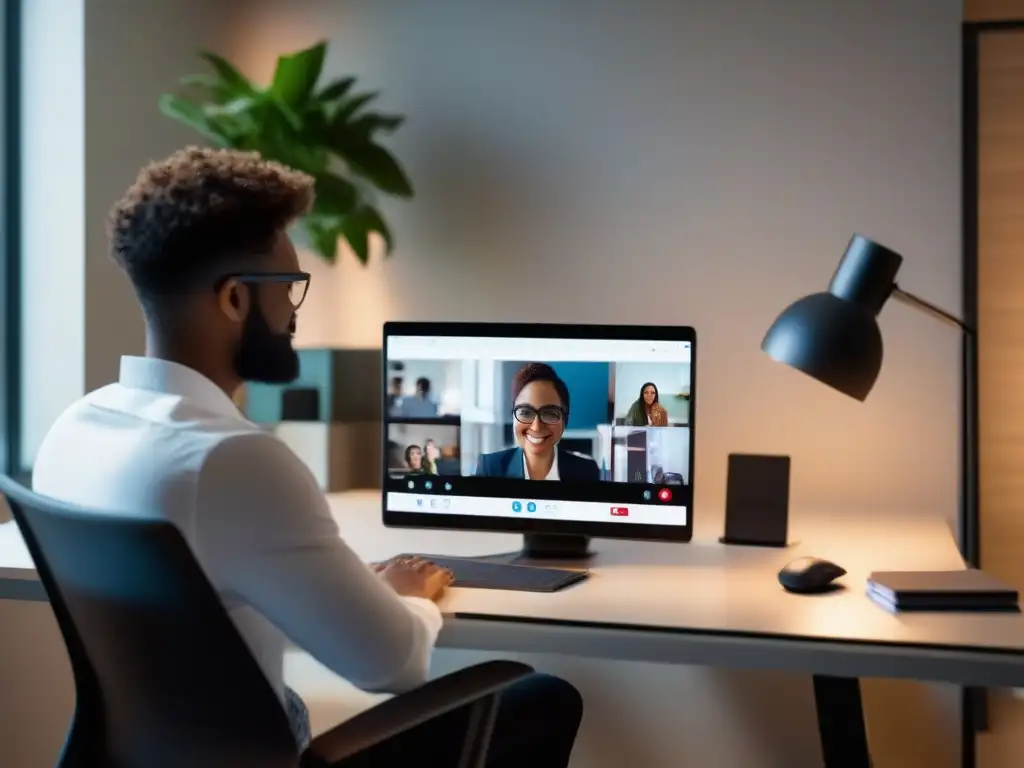 Oficina en casa: videoconferencia profesional Un espacio de trabajo moderno y profesional para freelancers con protocolos seguros de videoconferencias