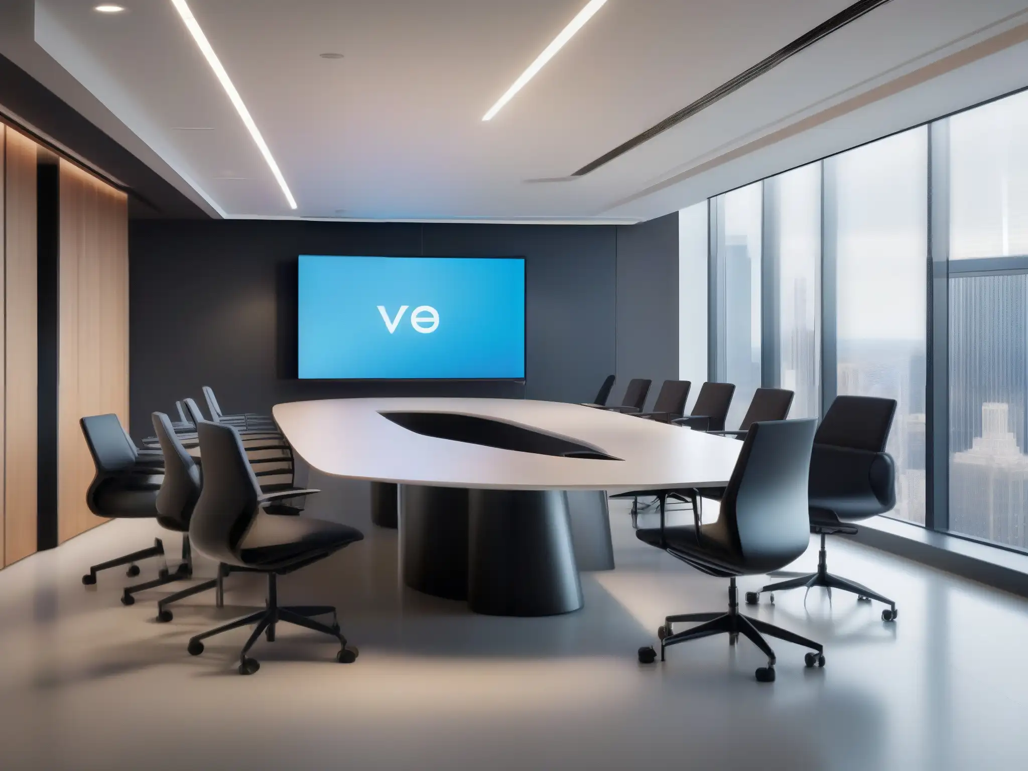 Sala de videoconferencias moderna e inclusiva con profesionales entusiastas Espacio de videoconferencia moderno con herramientas para equipos remotos