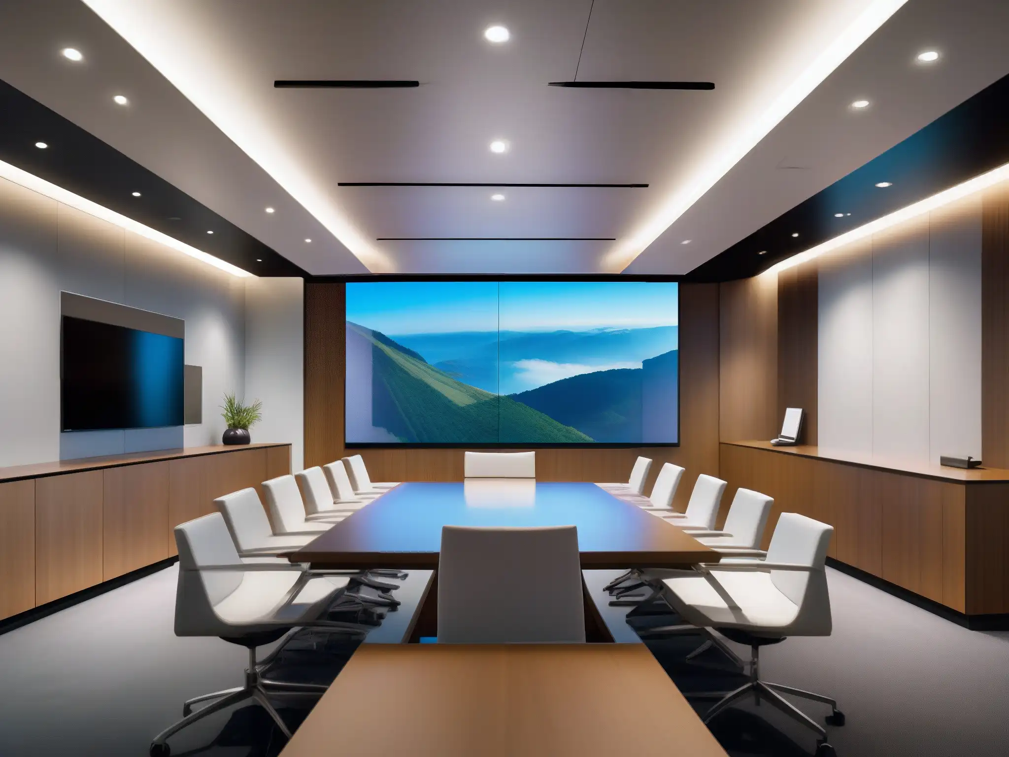 Sala de conferencias moderna con equipamiento de vanguardia Espacio para videoconferencias con agenda eficiente y diseño moderno, organizado y profesional