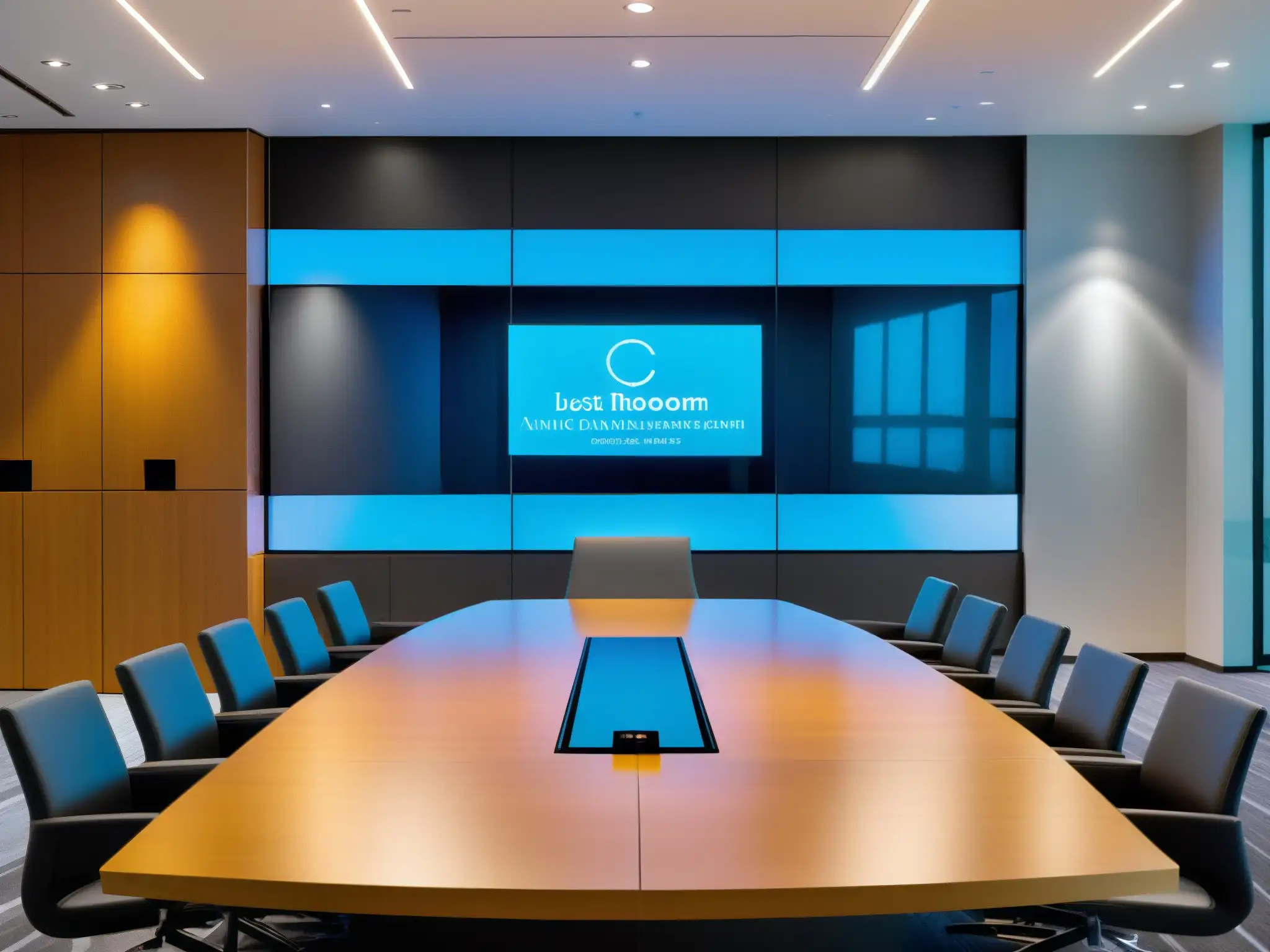 Sala de reuniones virtuales futurista con Adobe Connect Espacio virtual futurista para videoconferencias corporativas, con personalización y control