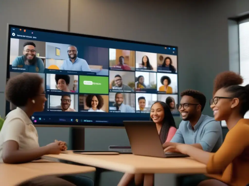 Estudiantes en Discord: Aprendizaje interactivo y colaborativo en 8k Estudiantes participando en una animada discusión en un aula virtual en Discord, reflejando la popularidad de las comunidades educativas online