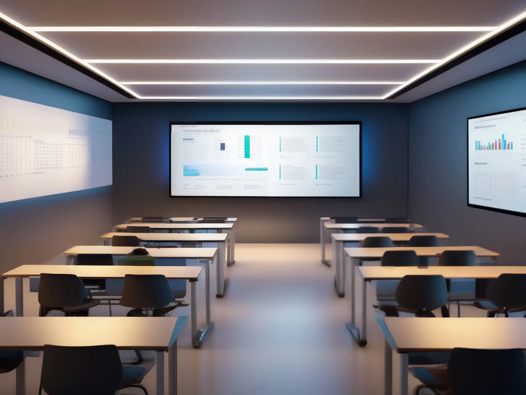Clase virtual de matemáticas: Innovación educativa en alta resolución Estudiantes colaborando en un aula virtual de matemáticas futurista con BigBlueButton en Aulas Virtuales Matemáticas