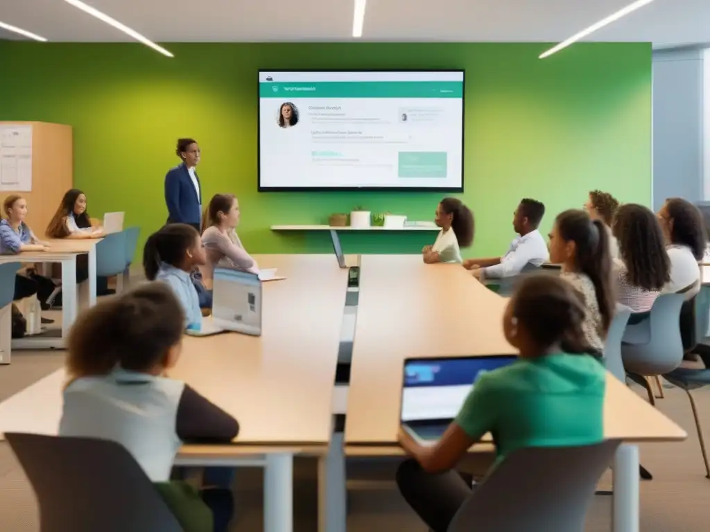 Aula virtual dinámica con Webex: innovación educativa Estudiantes entusiastas participan en una lección virtual usando las funcionalidades de Webex para educación