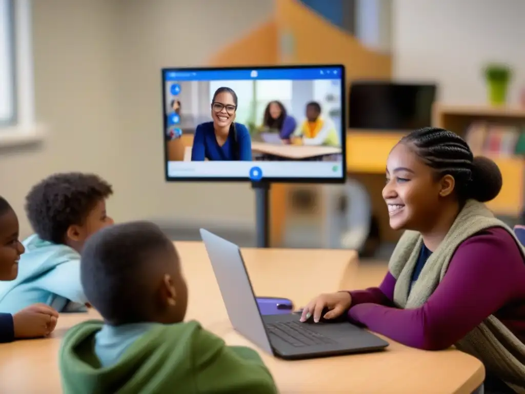 Clase virtual inclusiva para estudiantes con necesidades especiales Estudiantes con necesidades especiales participan en clase virtual con herramientas de videoconferencia educación especial