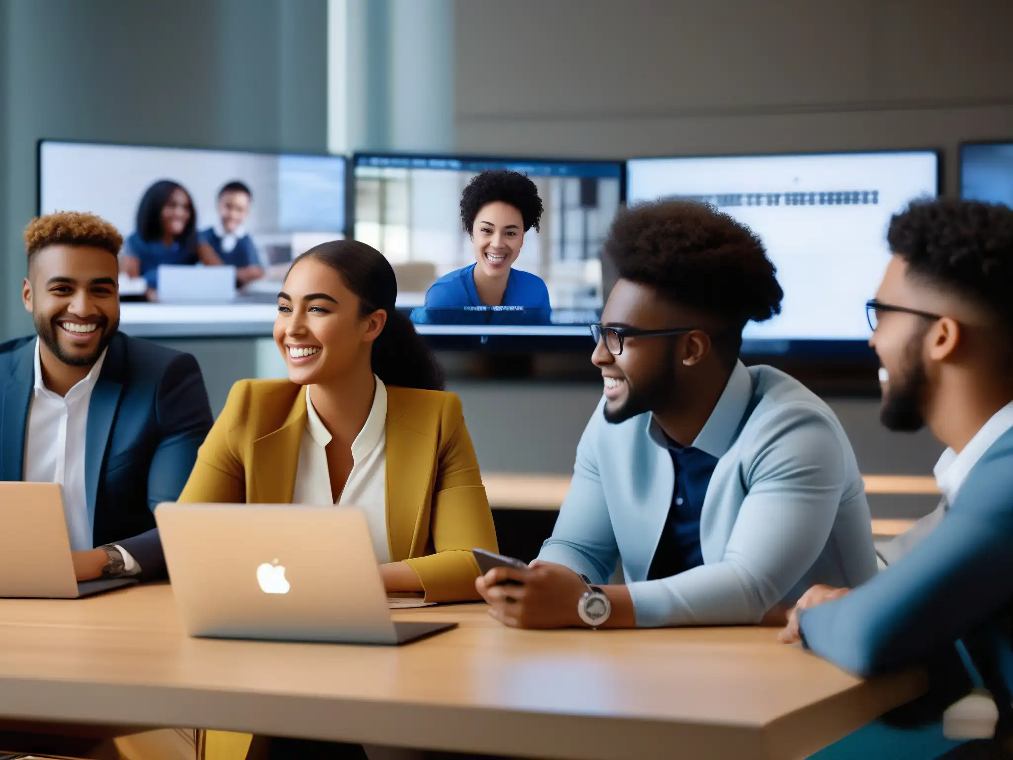 Intercambio académico global con Avaya Spaces Estudiantes universitarios participan en intercambio académico virtual Avaya Spaces alrededor del mundo, mostrando entusiasmo y colaboración internacional