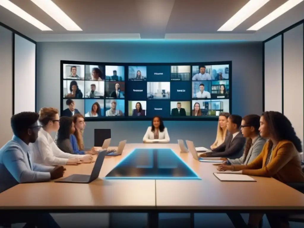 Estudiantes con fondos virtuales personalizados en videoconferencia Estudiantes en videoconferencia con fondos virtuales personalizados representando sus campos de estudio o futuras carreras