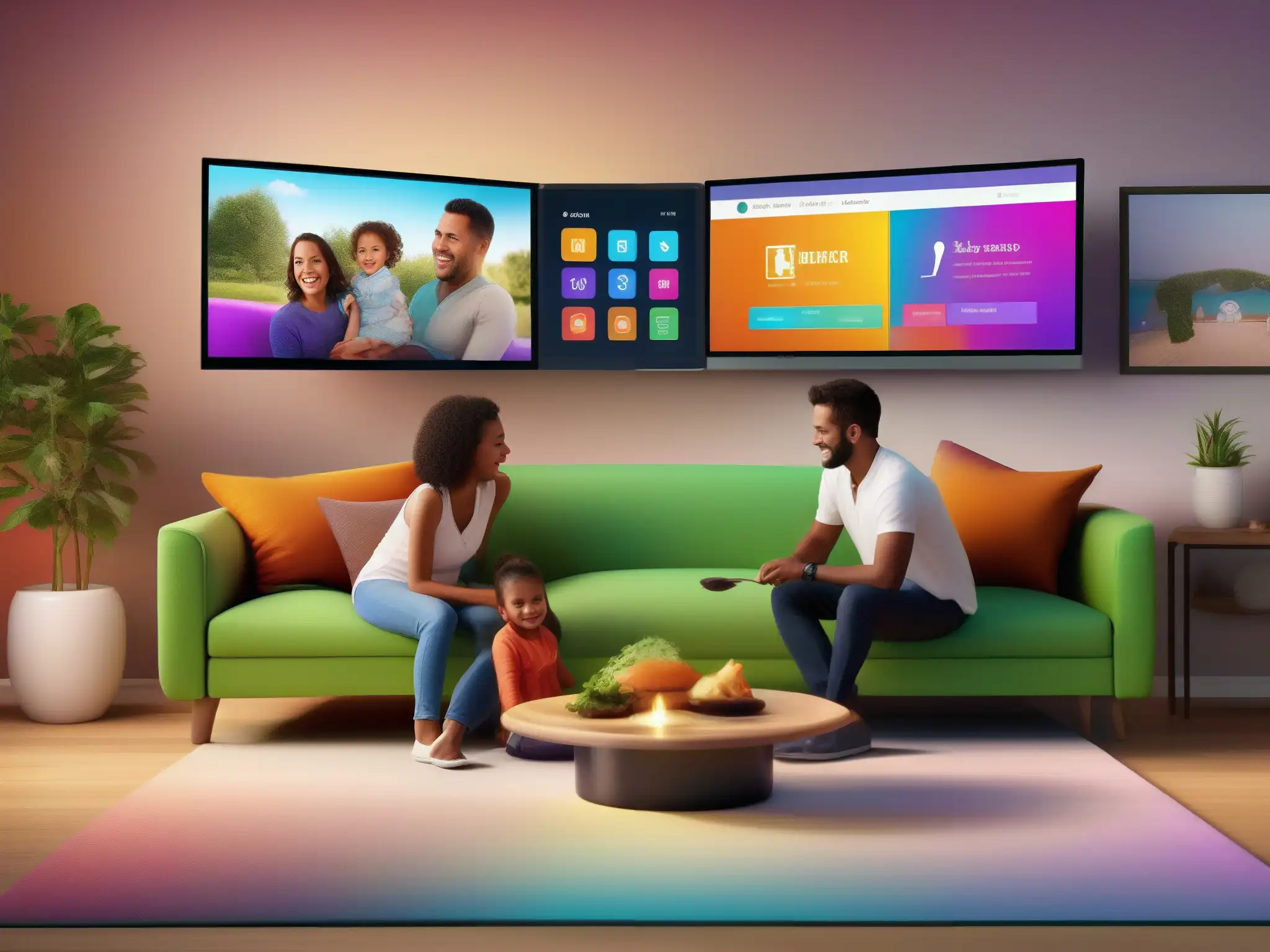 Reunión familiar virtual: un festivo encuentro digital Organizar eventos familiares virtuales con pantalla múltiple, actividades alegres y ambiente festivo
