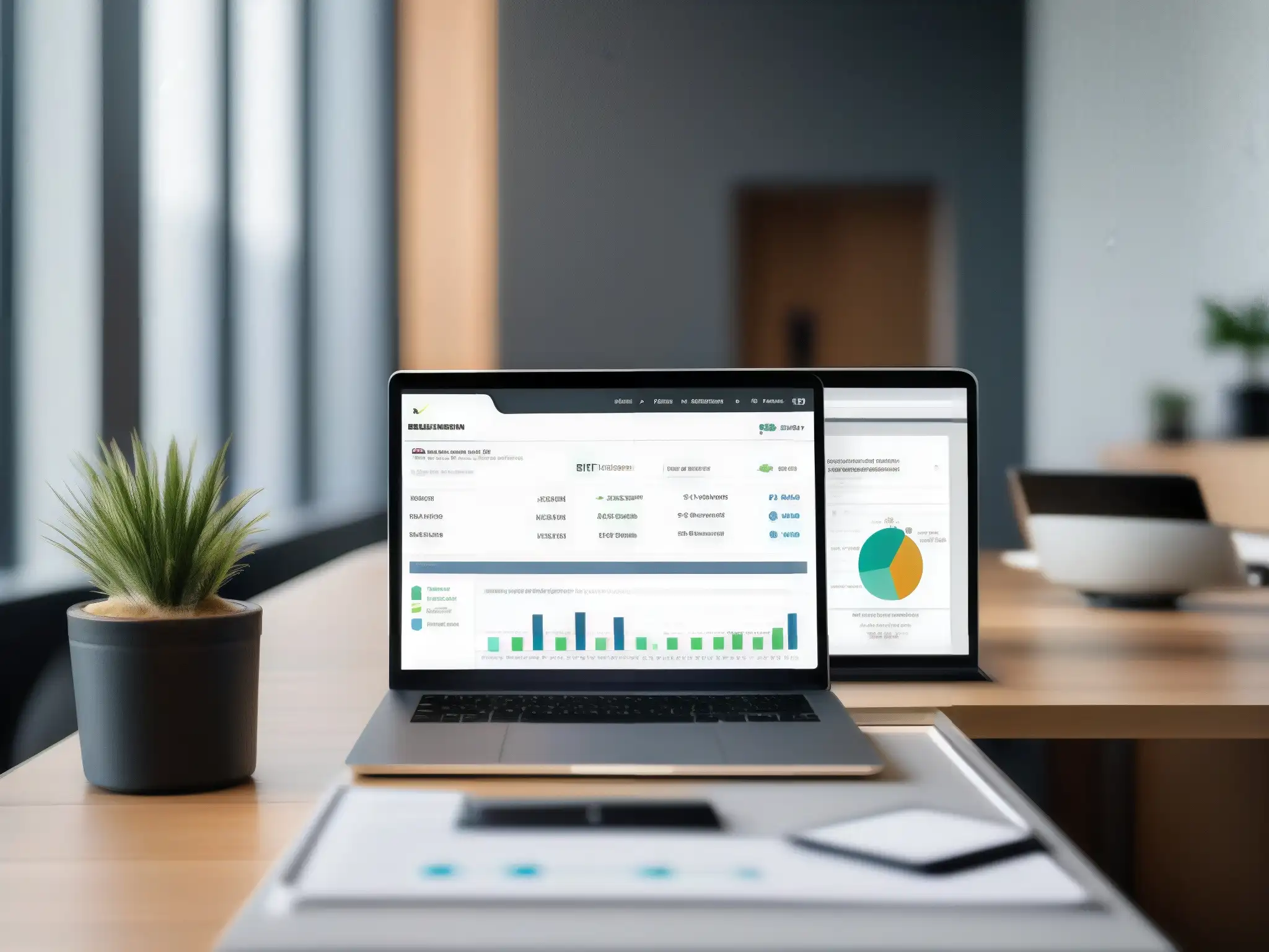 Marketer integrando ClickMeeting y software de email Un experto en email marketing coordina una campaña con ClickMeeting y software de email marketing, en un espacio de oficina moderno y luminoso