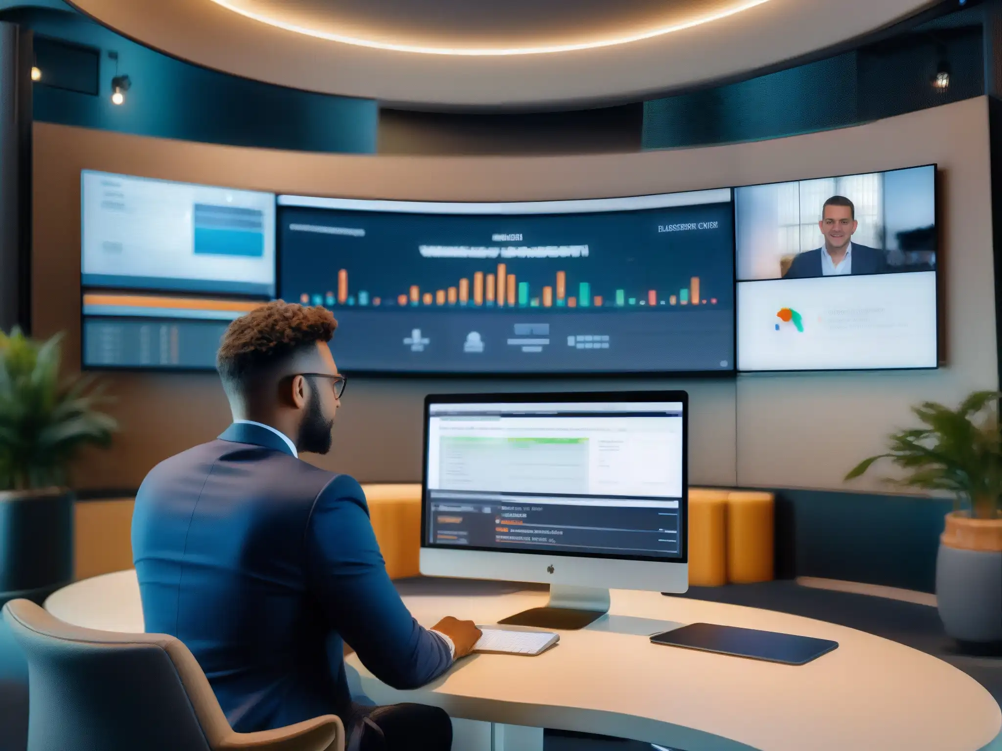 Webinar profesional con tecnología de vanguardia Experto en videoconferencias con tecnología de automatización avanzada, cautivando a la audiencia con datos en tiempo real