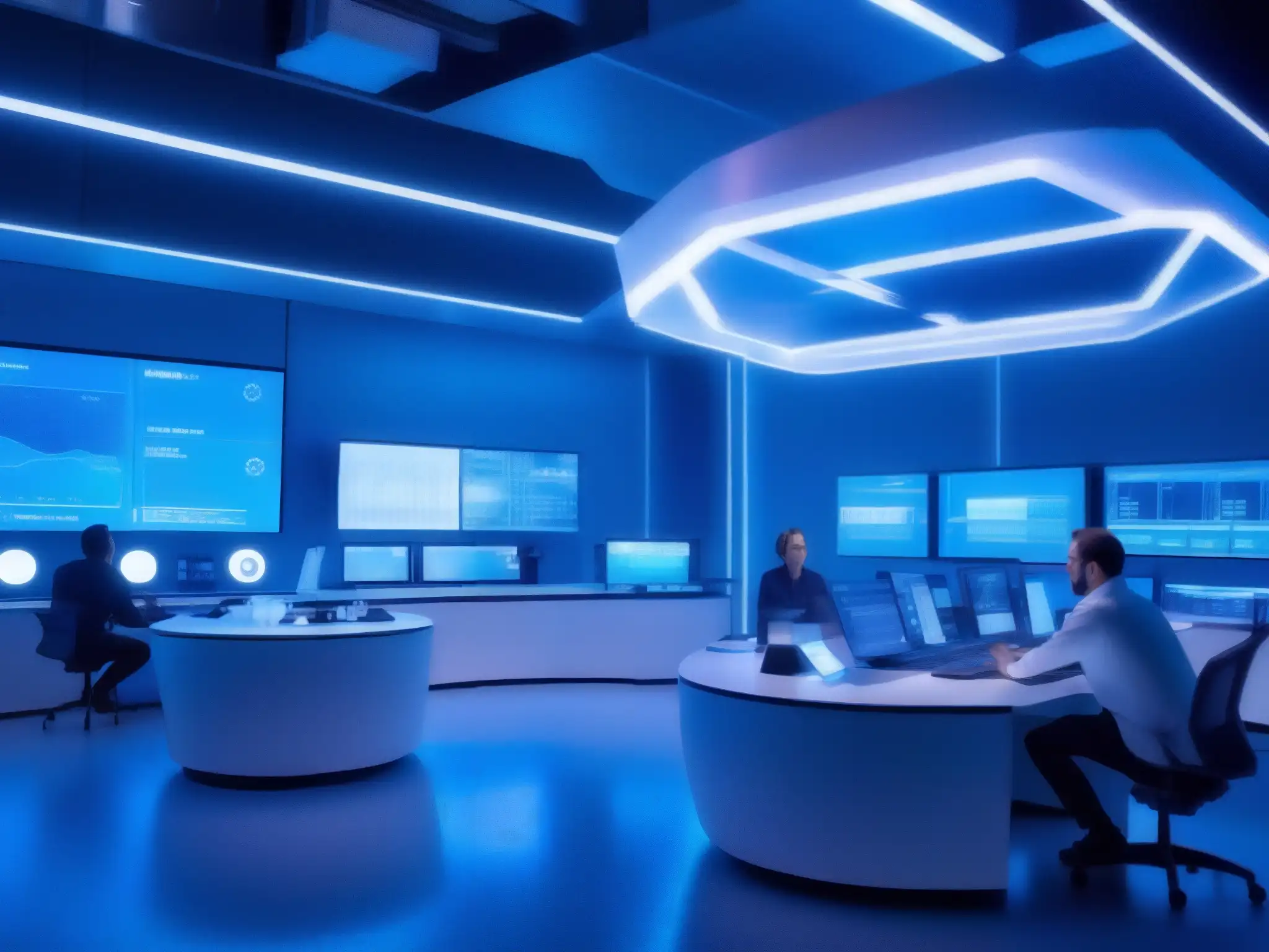 Preparación técnica para 5G: laboratorio futurista Expertos preparan empresa para la transición a la videoconferencia 5G en un laboratorio futurista con equipo de vanguardia