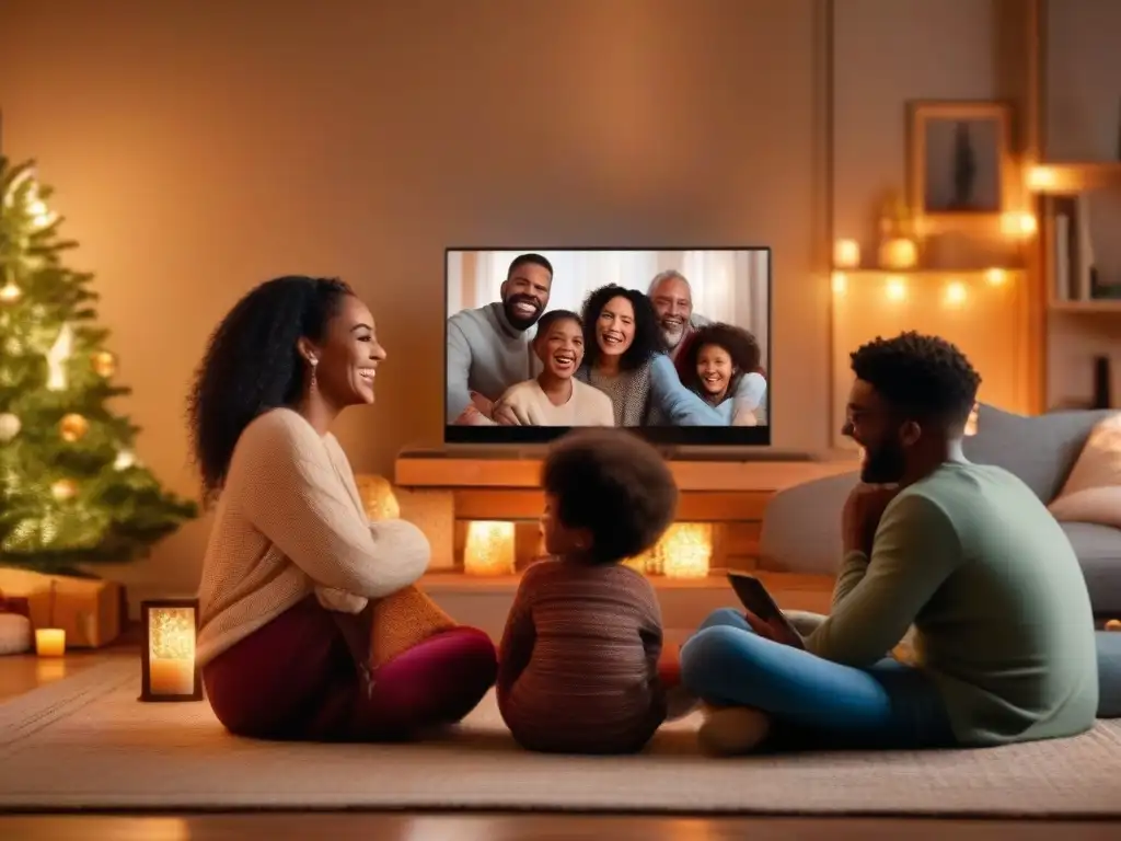 Reunión familiar virtual llena de alegría Adaptando festividades familiares videoconferencias: Reunión virtual familiar llena de calidez y alegría en Navidad
