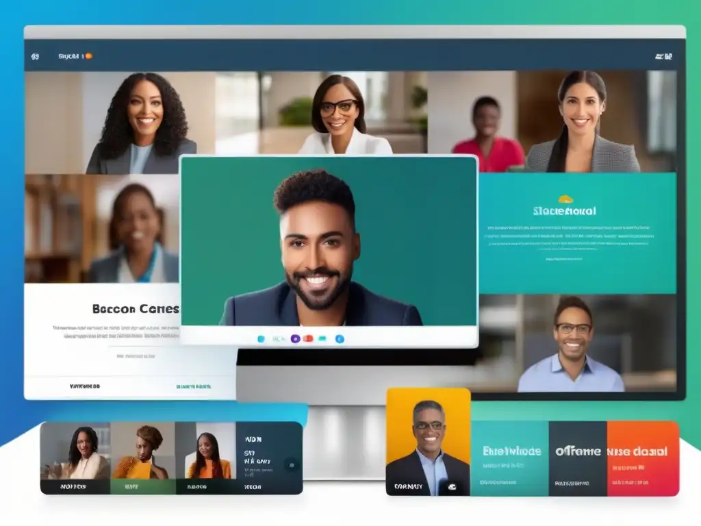 Comparación de Fondos Virtuales y Filtros: Profesional vs Comparación de fondos virtuales y filtros en videoconferencias, mostrando opciones profesionales y creativas