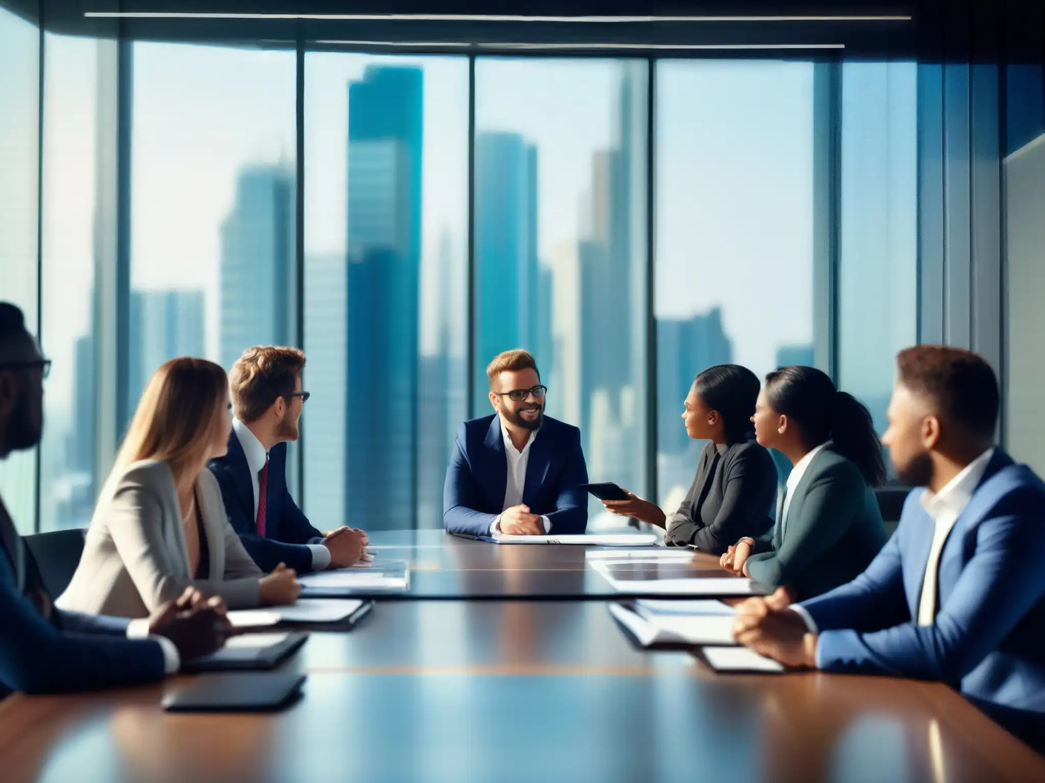 Grupo de consultores de negocios en videoconferencia, colaborando y analizando datos