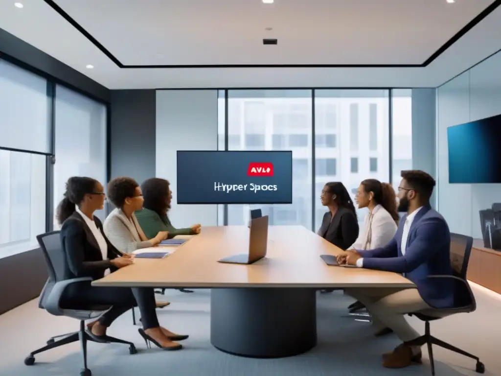 Videoconferencia dinámica en Avaya Spaces: colaboración profesional y educativa Un grupo dinámico colabora en una videoconferencia usando Avaya Spaces, en un ambiente profesional y educativo con tecnología moderna