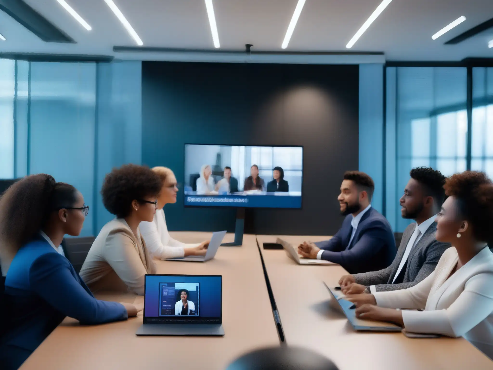 Conferencia virtual: Diversidad en acción Un grupo diverso participa en una videoconferencia con las mejores prácticas de gestión de identidades