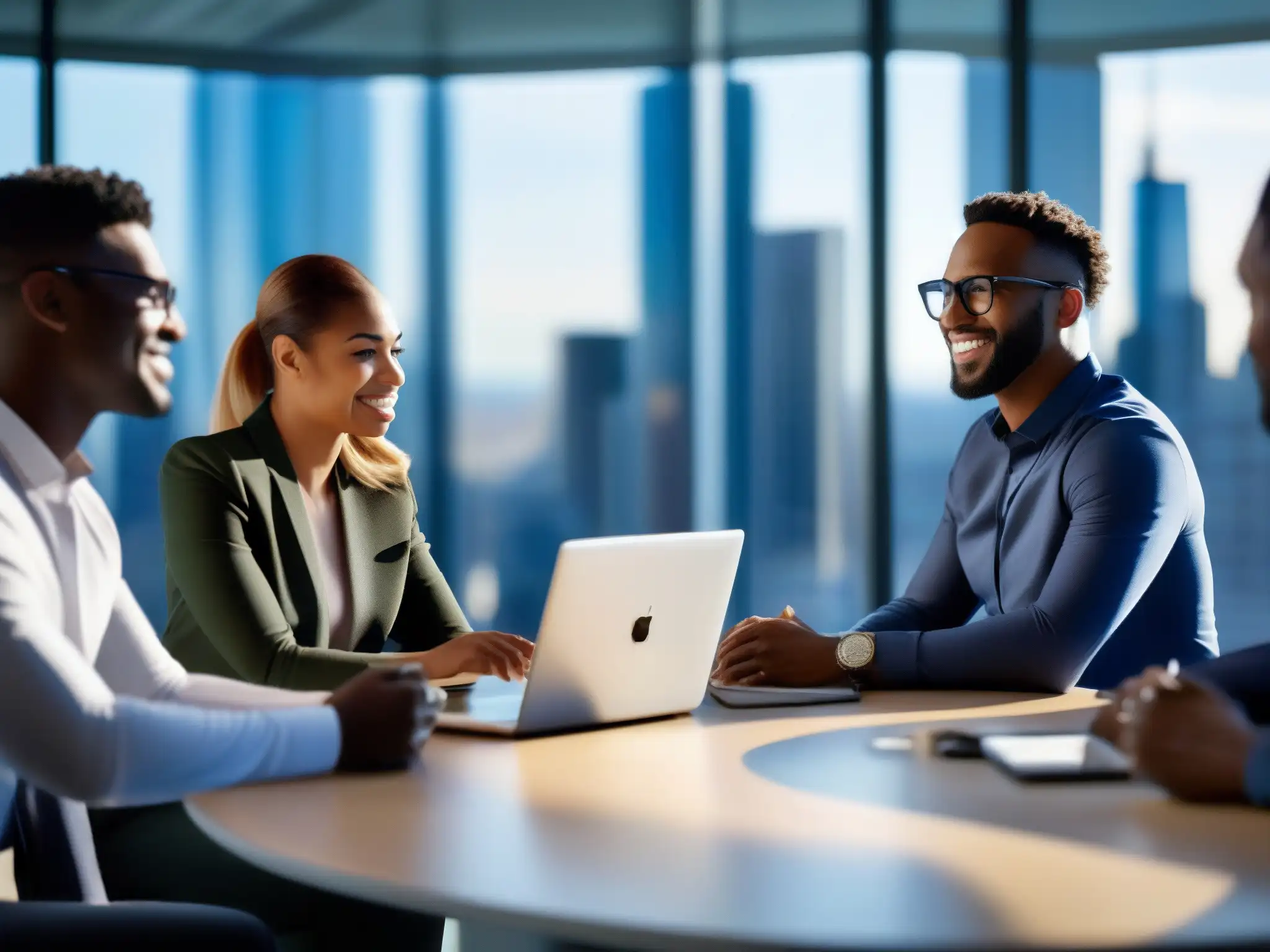 Profesionales colaborativos en oficina moderna con Workplace from Facebook Un grupo de profesionales diversos colaborando en una oficina moderna con Workplace from Facebook