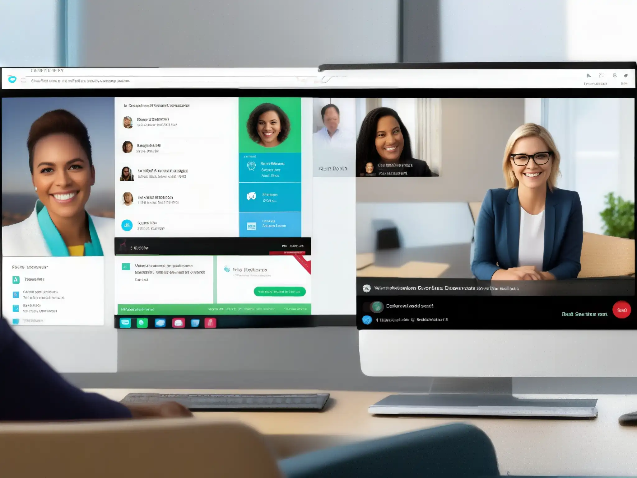 Comparación de Aulas Virtuales: Webex vs Imagen de una comparativa en pantalla dividida de la aplicación de Webex en educación junto a otra herramienta de videoconferencia educativa
