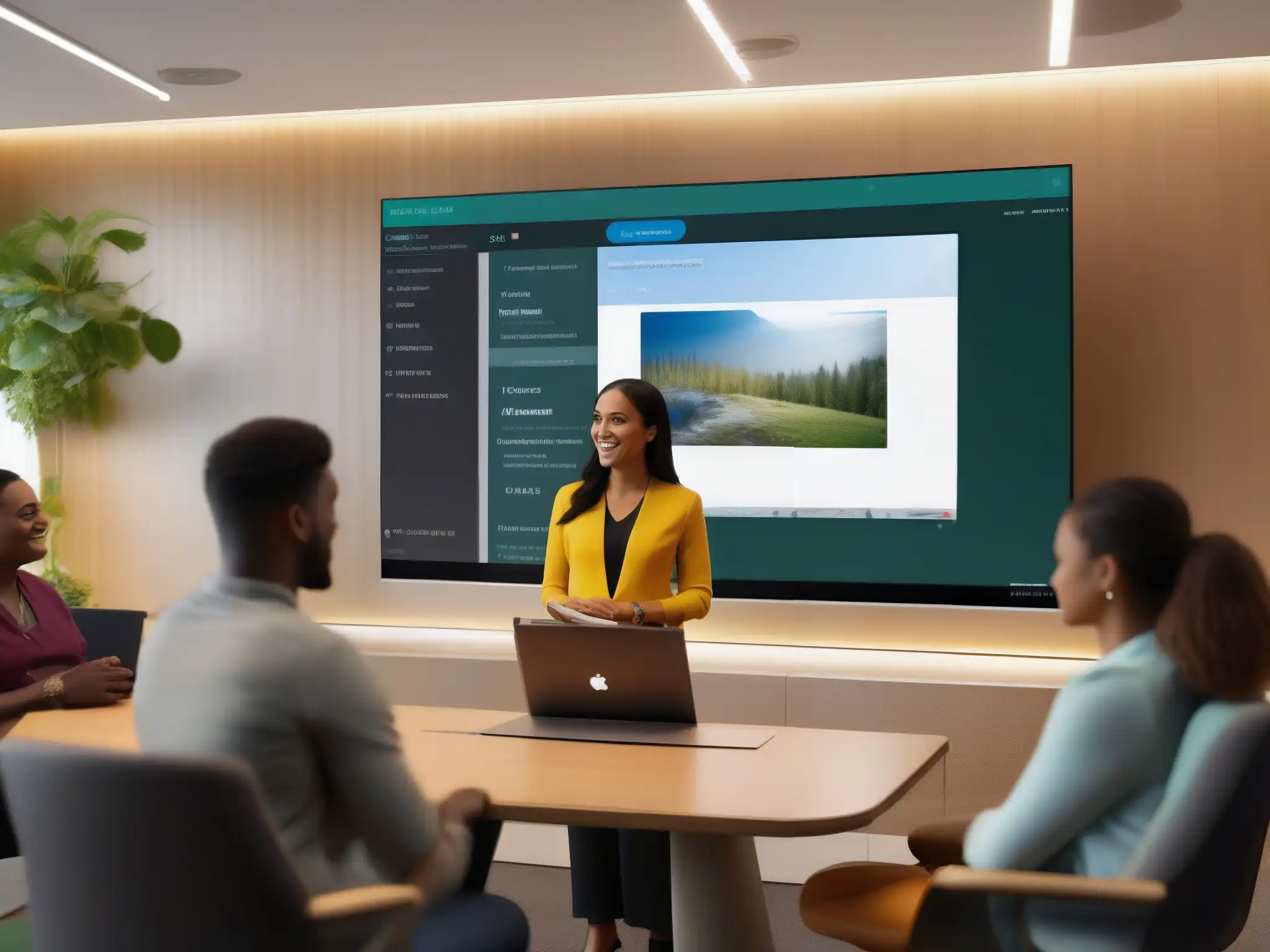 Clase virtual interactiva en Adobe Connect: 8k detallada Imagen detallada de aula virtual en Adobe Connect, destacando las mejores características para la educación a distancia
