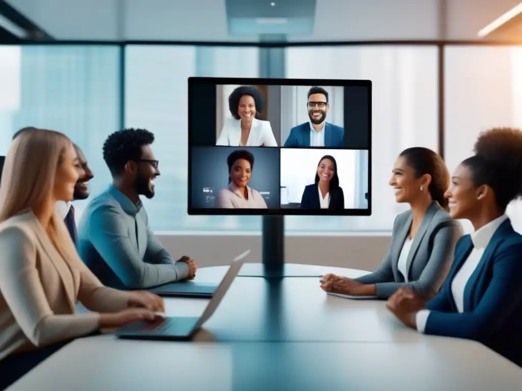Videoconferencia profesional: Comunicación no verbal en 8k Imagen detallada en 8k de videoconferencia profesional, con lenguaje no verbal en videoconferencias
