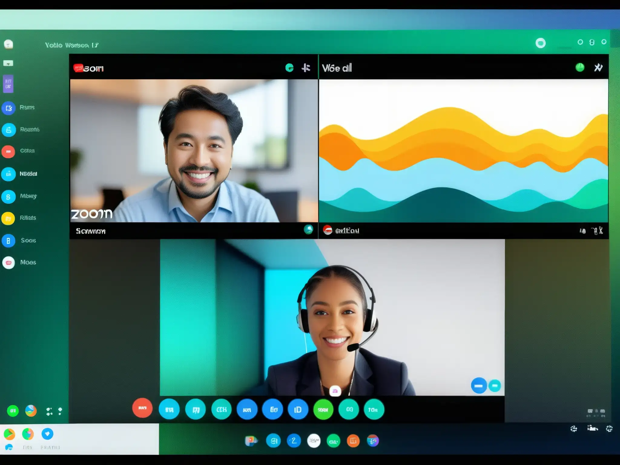 Comparativa calidad videoconferencias: Zoom vs WebEx Imagen detallada de videoconferencias en Zoom y WebEx con impacto de congestión de red, mostrando calidad diferenciada