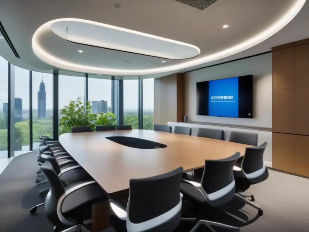 Sala de videoconferencias de alto nivel para el sector financiero Imagen de una elegante sala de videoconferencias en una institución financiera