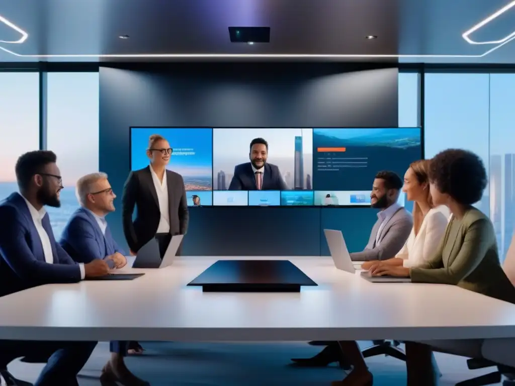 Interfaz ultradetallada de videoconferencia 8k, profesional y futurista Imagen 8k de interfaz moderna de videoconferencia con integración de videoconferencias en software, calidad HD y diseño minimalista futurista