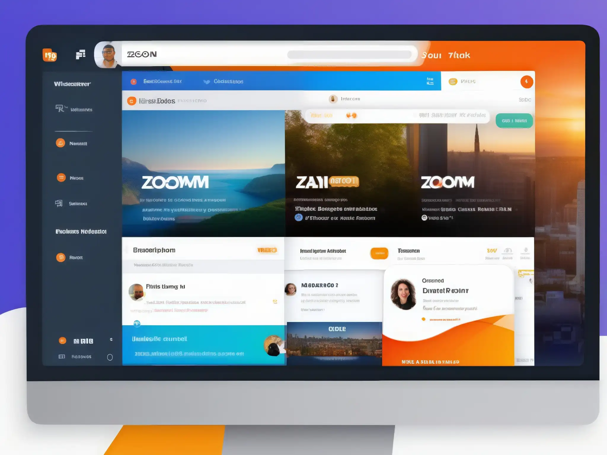 Comparación Eventbrite vs Zoom: Interfaces Profesionales Una imagen moderna de alta resolución que muestra una comparativa de las plataformas Eventbrite y Zoom para la gestión de eventos en línea