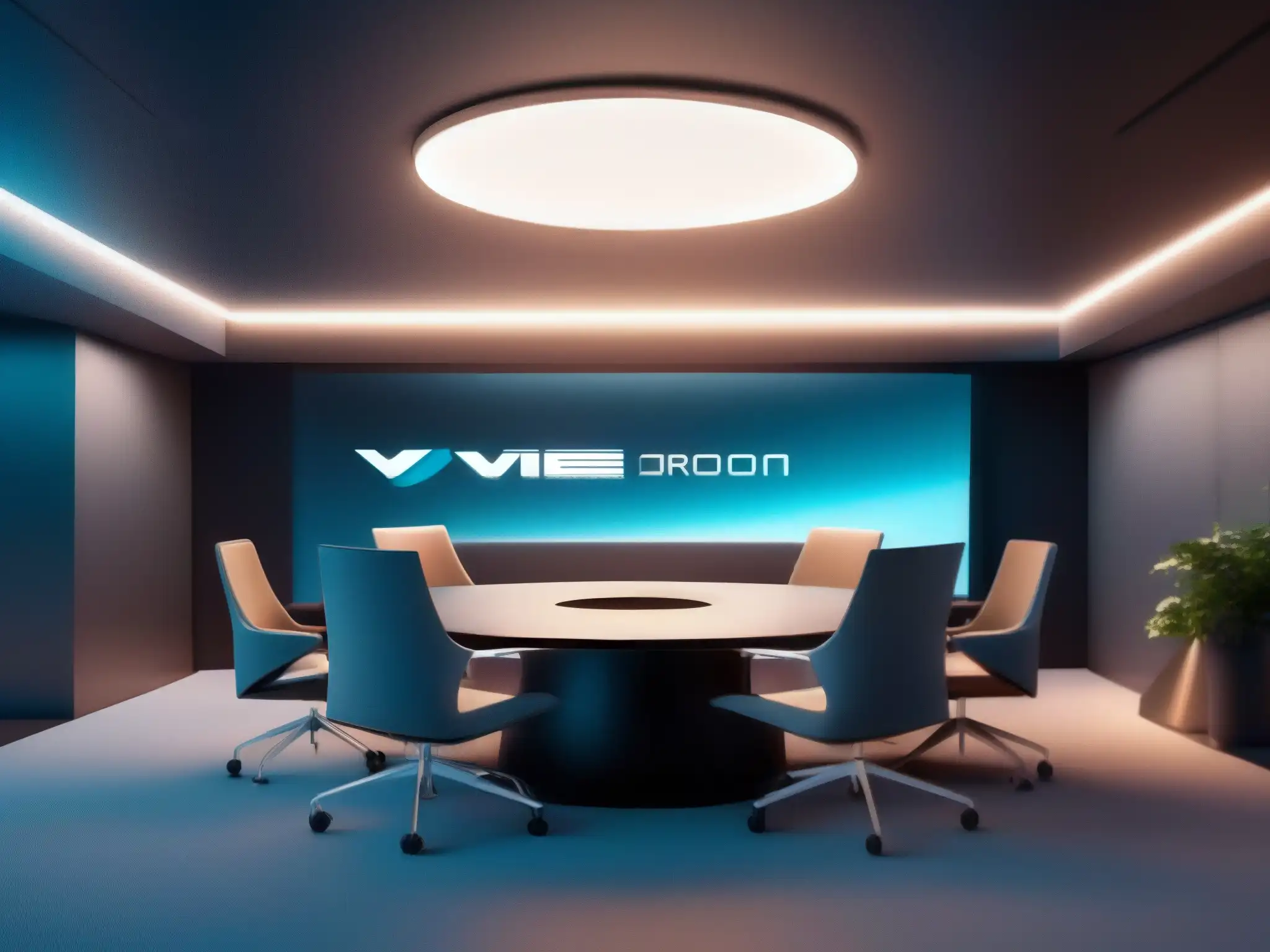 Sala de reuniones virtuales personalizables: innovación en 8k Imagen 8k de sala de reuniones virtual futurista con personalización apariencia videoconferencia