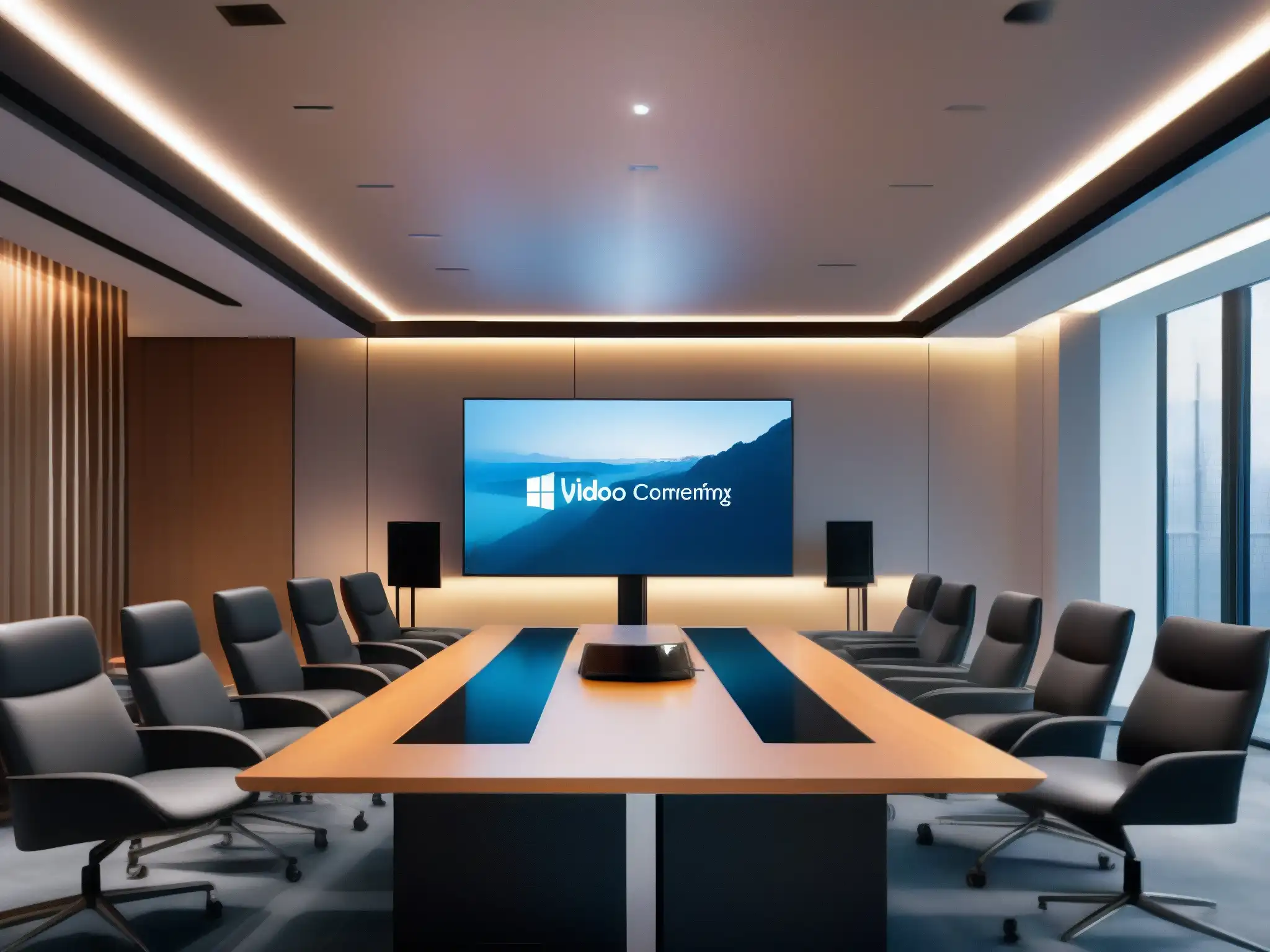 Sala de videoconferencias de vanguardia con ambiente profesional Imagen 8k de sala de videoconferencias moderna y eficiente con tecnología avanzada