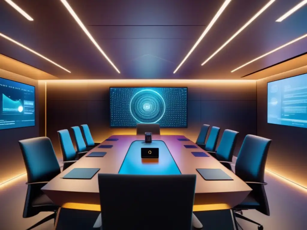 Salas de reuniones virtuales ultradetalladas con seguridad de vanguardia Imagen 8k de sala de videoconferencias seguras con diseño moderno, profesionales y educadores