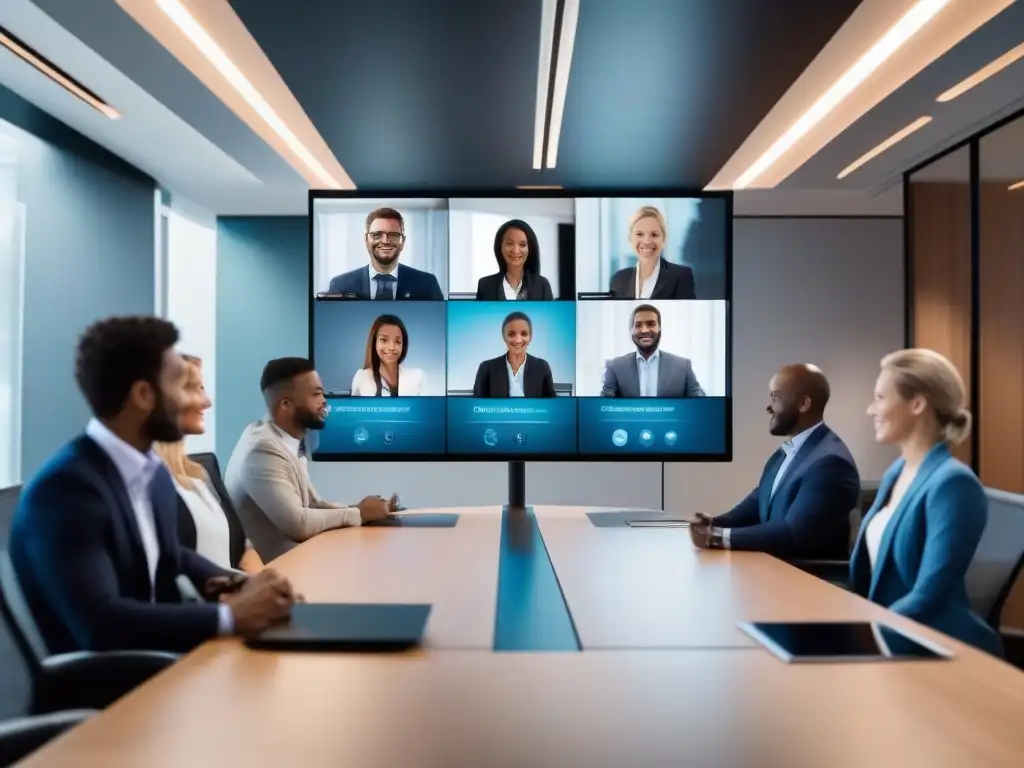 Videoconferencia segura con múltiples ángulos Imagen de una videoconferencia con medidas avanzadas de seguridad para la prevención de accesos no autorizados