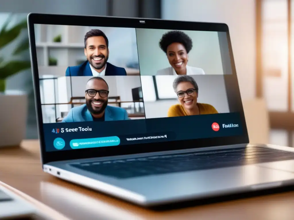 Conferencia virtual profesional: pantalla dividida de alta definición Imagen de videoconferencia profesional con alta definición y usabilidad en compartir pantalla