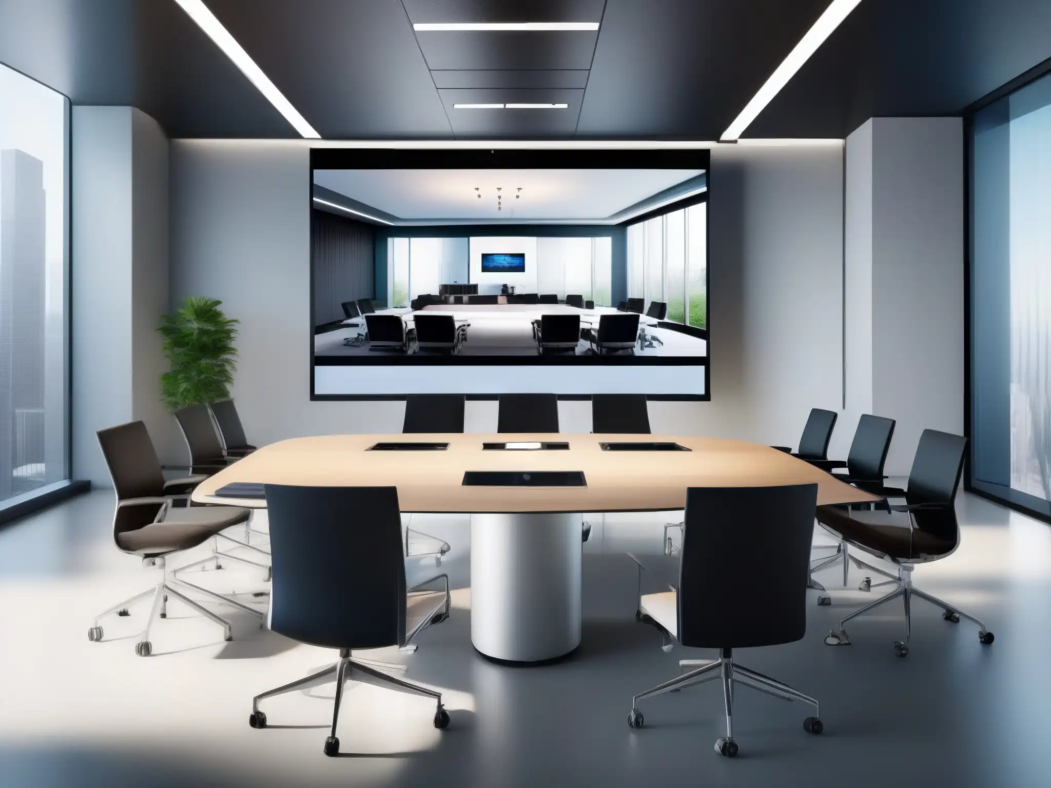 Videoconferencia profesional con VPN: seguridad y estilo Imagen de videoconferencia profesional con seguridad óptima en VPN, integrada en un entorno elegante y bien iluminado