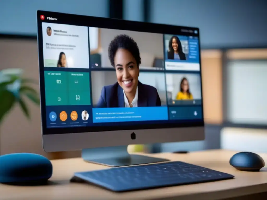 Clase virtual en Jitsi Meet: Detalles cristalinos Una impactante imagen detallada de una sesión de aula virtual con Jitsi Meet para educación remota