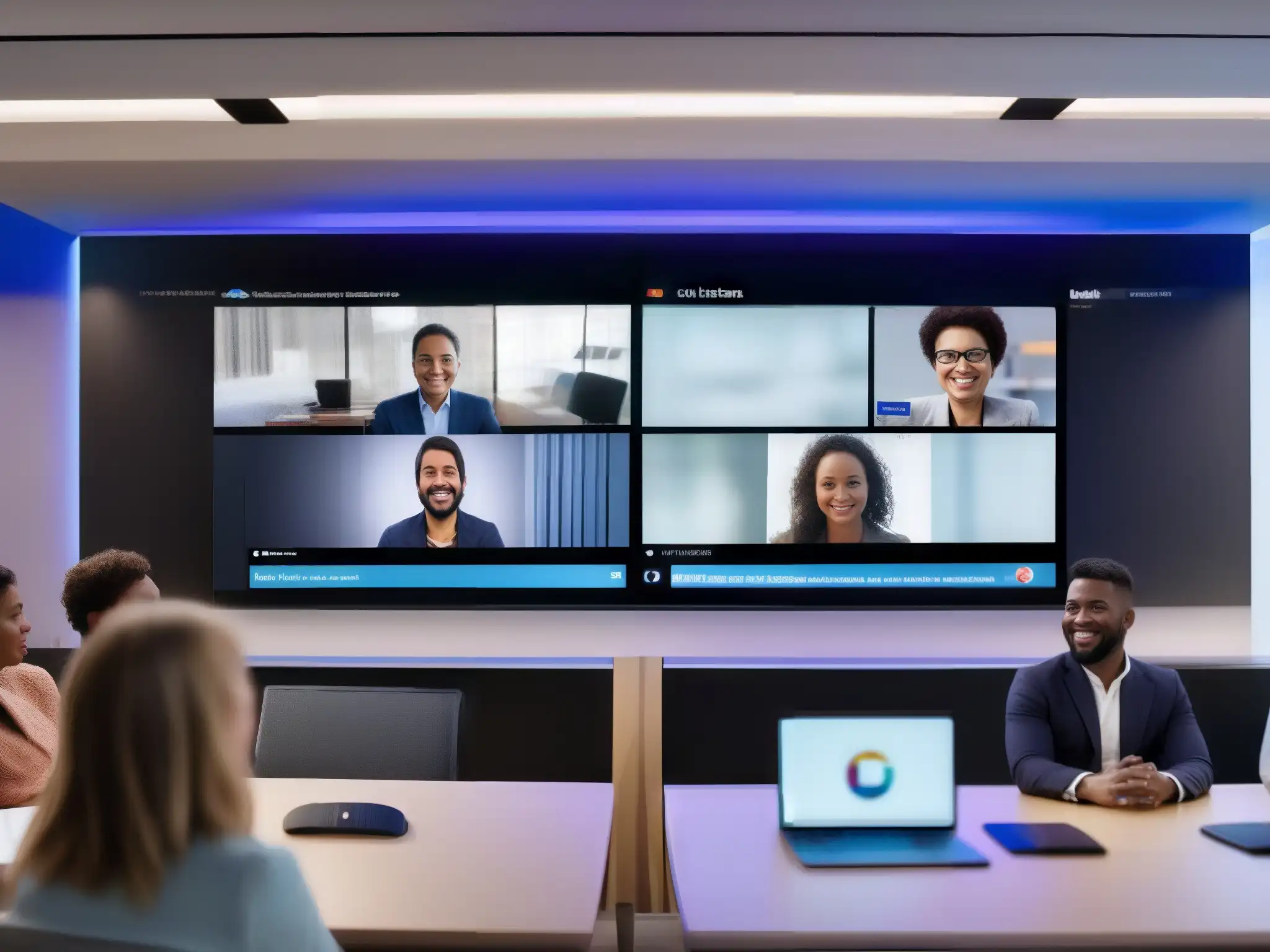Impacto del AI en videoconferencias: calidad y profesionalismo Comparación impactante de videoconferencias con y sin inteligencia artificial, resaltando mejor calidad de video y profesionalismo