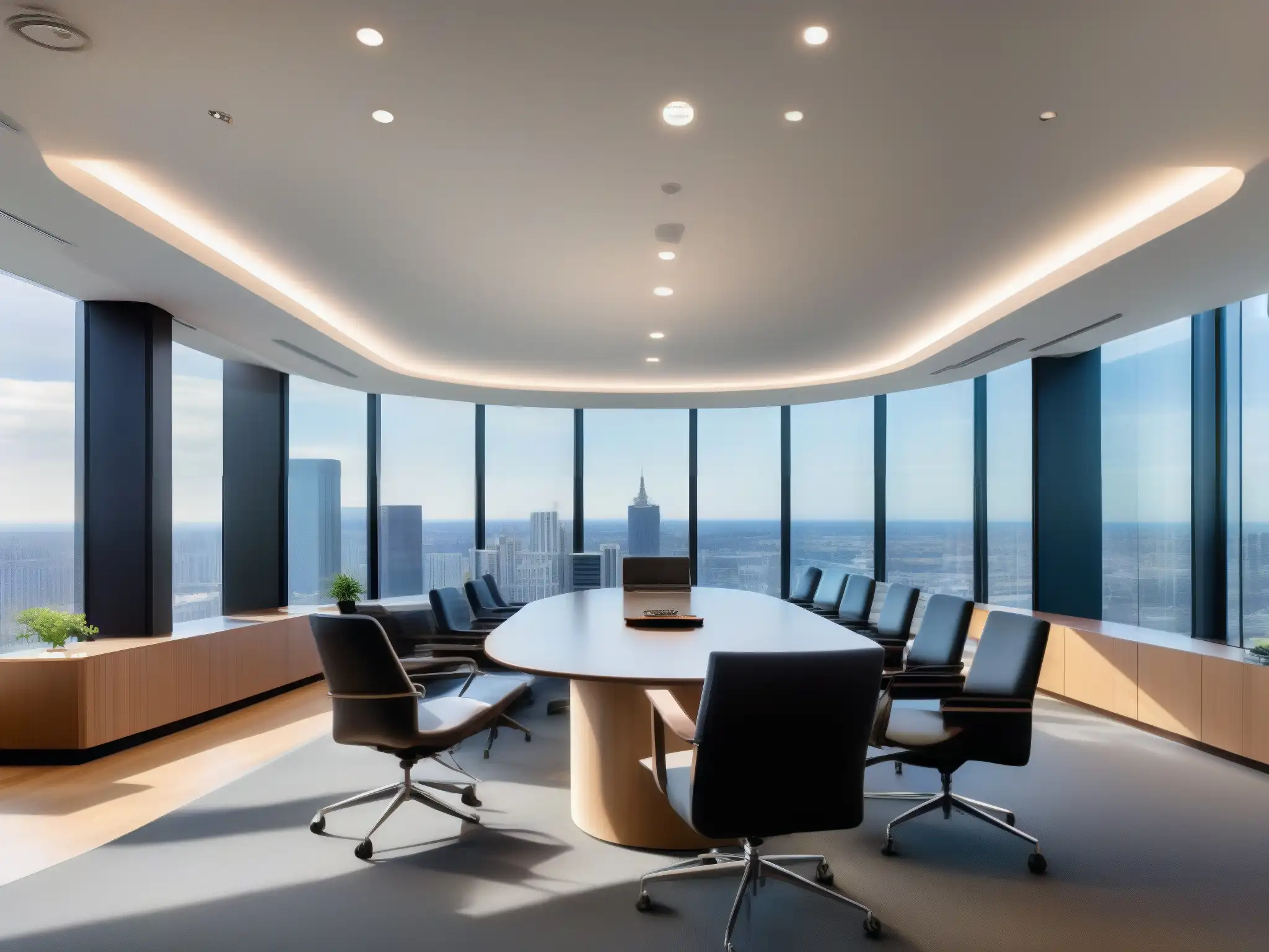 Sala de videoconferencias moderna y profesional Importancia de buena conexión para videoconferencias: Profesional videoconferencia en una oficina moderna con luz natural y comunicación clara