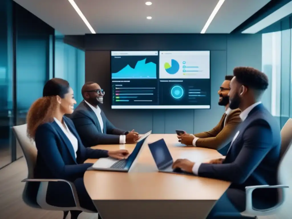 Reunión de equipo productiva en videoconferencia con Signal Influencia de Signal en videoconferencias: Imagen moderna de un equipo productivo en una videoconferencia, con métricas visibles y colaboración fluida