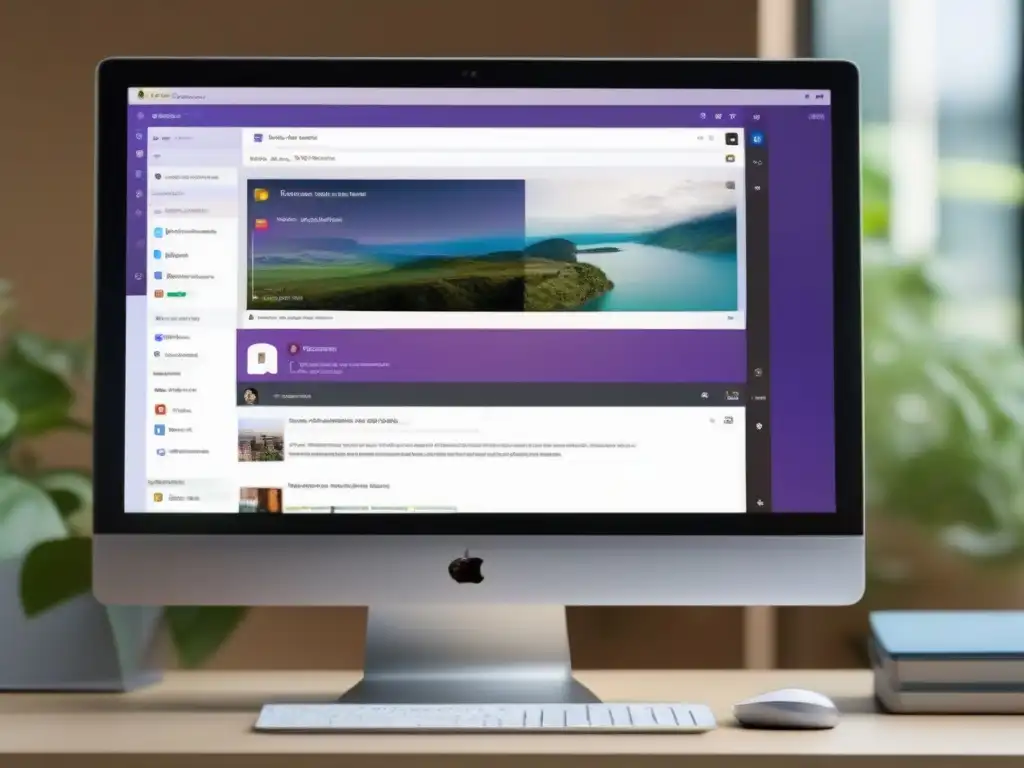 Comparativa visual: Integración de apps en Slack y Microsoft Teams Comparación de integración aplicaciones terceros Slack Microsoft Teams en pantallas informáticas, mostrando fluidez y modernidad