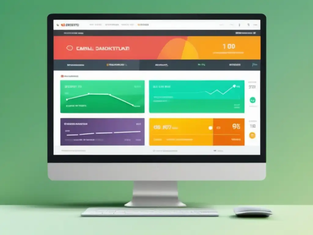 Tablero de email marketing integrado con ClickMeeting: eficaz y profesional Integración de ClickMeeting y email marketing: panel de control moderno y minimalista con gráficos nítidos y paleta de colores sofisticada