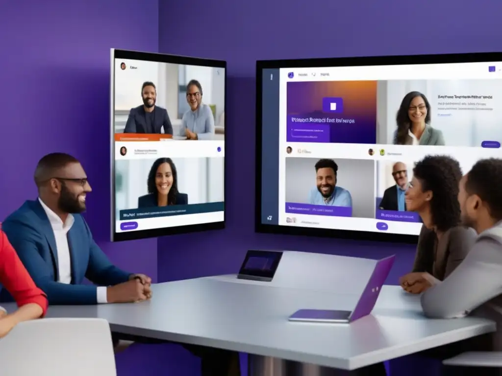 Reunión profesional en Microsoft Teams: imagen 8K ultradetallada Interfaz de Microsoft Teams en alta calidad con opciones de grabación en videoconferencia