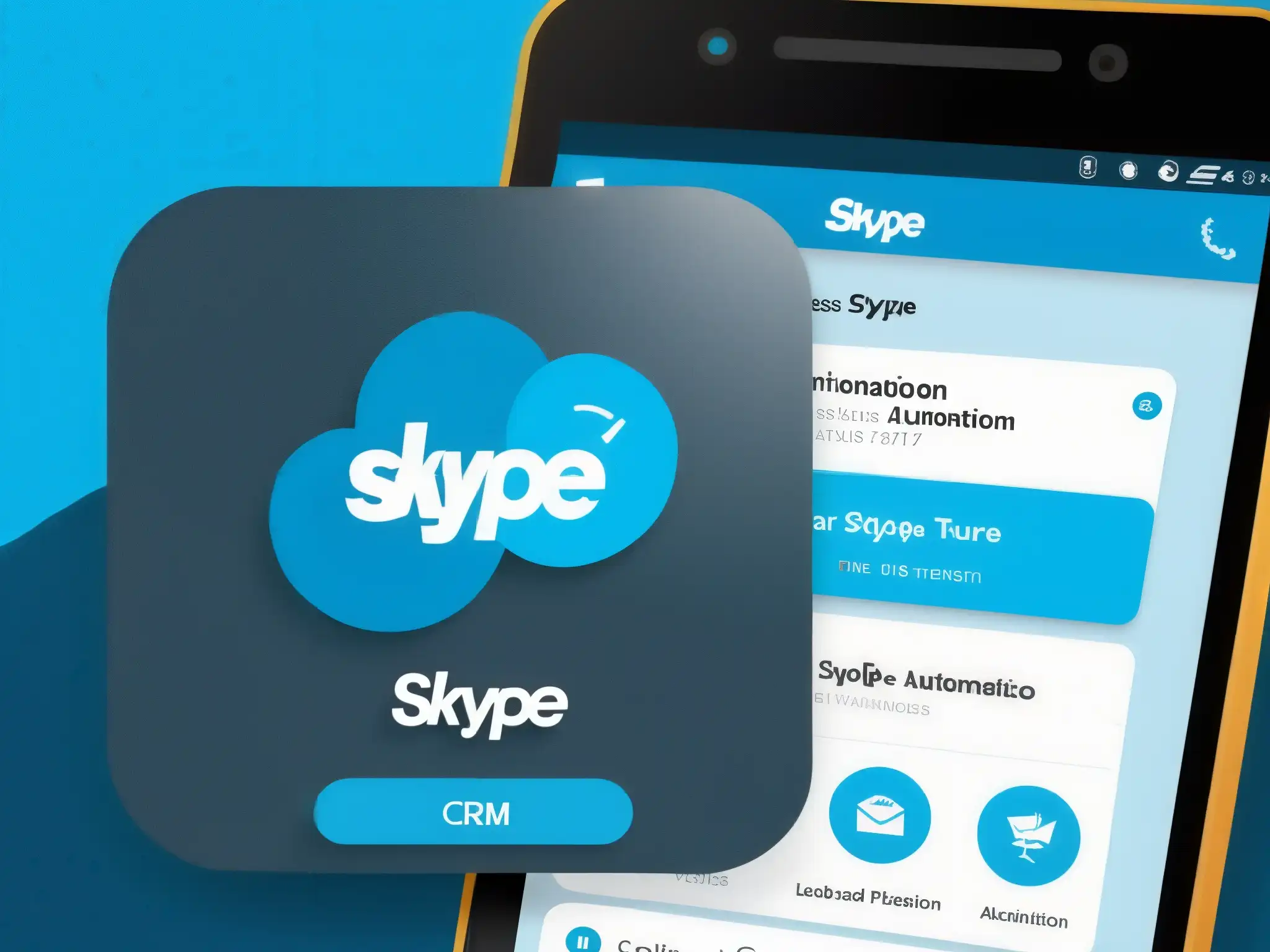 Integración perfecta de Skype y CRM: gestión de ventas eficiente Interfaz amigable de automatización de ventas con Skype y CRM, mostrando integración fluida y funcionalidades personalizables