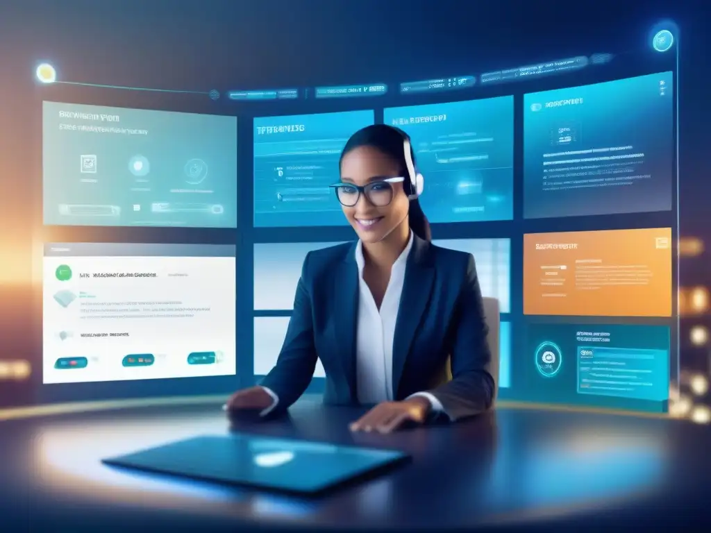 Interfaz de videoconferencia futurista y encriptada Interfaz futurista y segura para videoconferencias, con protocolos de privacidad en videoconferencias integrados en el diseño