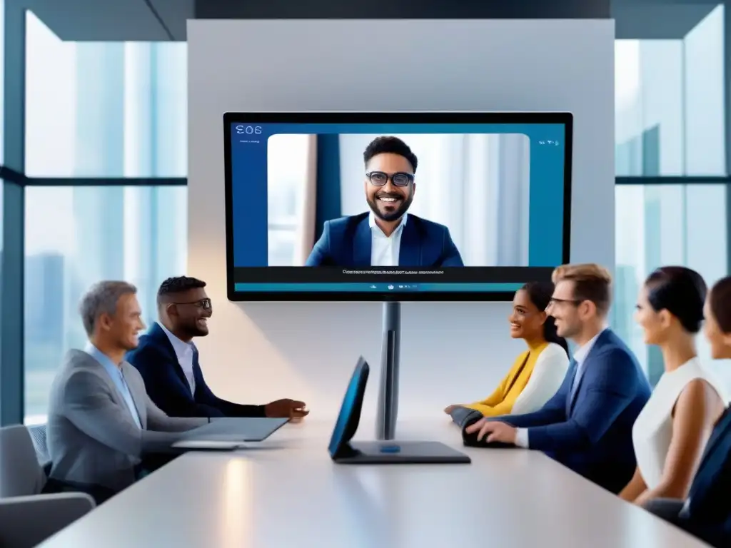 Interfaz de videoconferencia futurista con IA Interfaz futurista de videoconferencia con IA