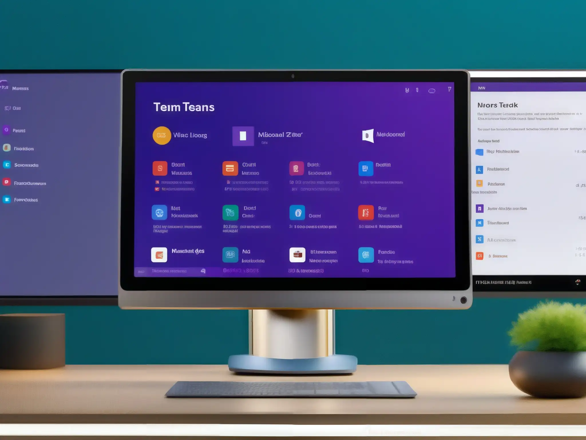 Interfaz multilingüe de Microsoft Teams: Accesibilidad global en 8k Interfaz de Microsoft Teams en 8k, con menú de idiomas mostrando diversidad cultural y adaptabilidad