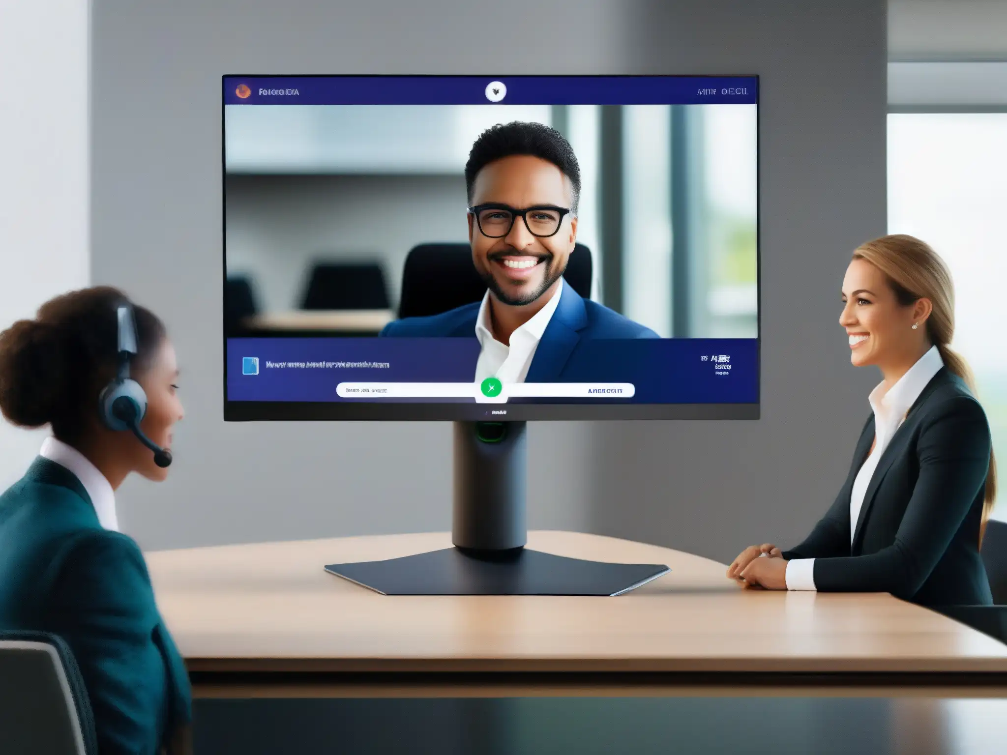 Interfaz de videoconferencia moderna y personalizable para entornos profesionales y educativos Una interfaz moderna y elegante para videoconferencias con opciones de personalización para una experiencia profesional única