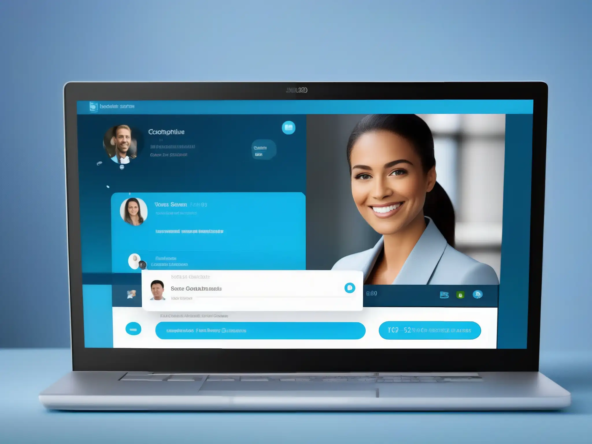 Automatización de CRM con Skype: Eficiencia y Modernidad Interfaz moderna de Skype integrada con plataforma CRM mostrando automatización de ventas con Skype, eficiencia y productividad