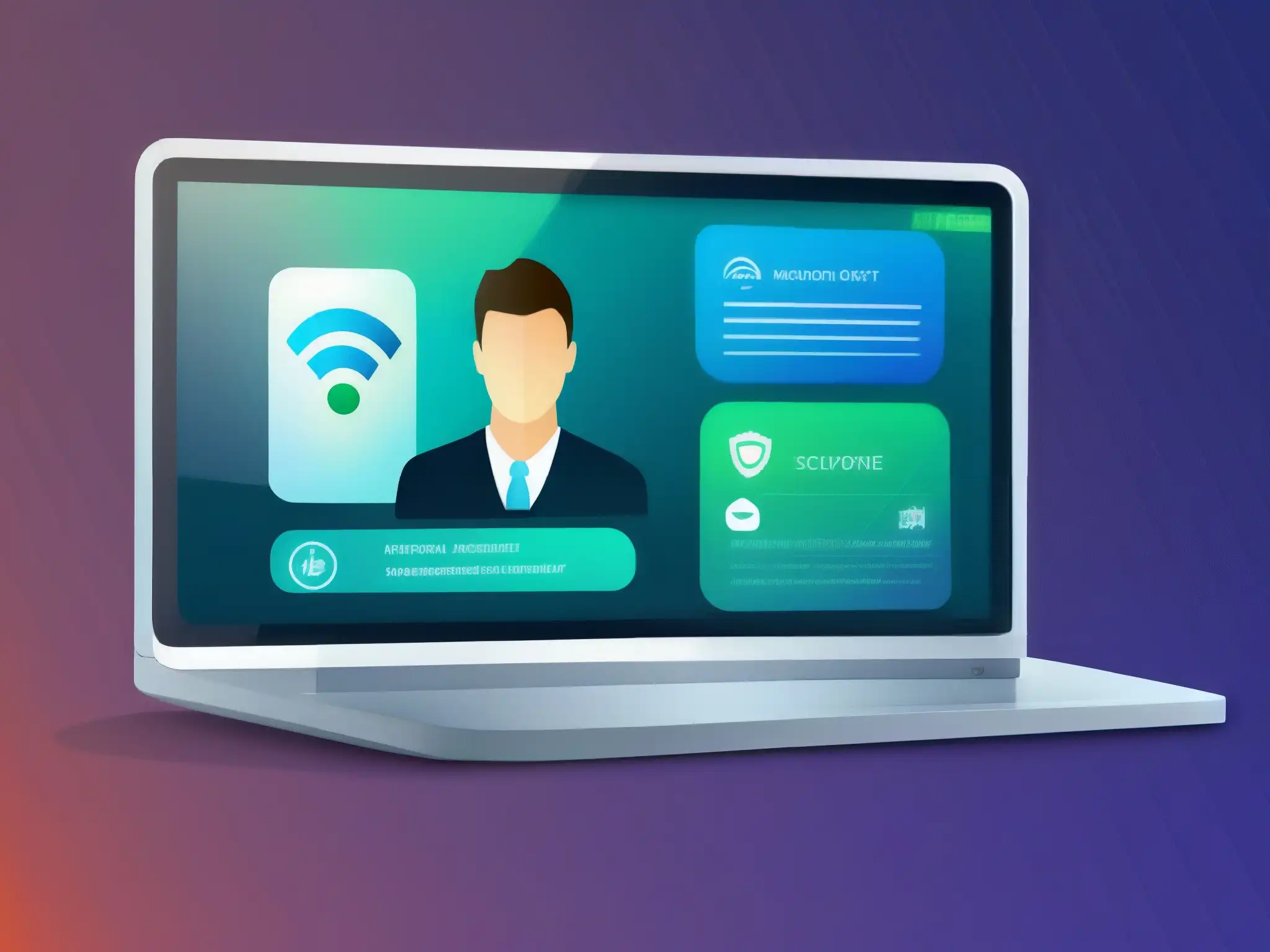 Interfaz de gestión de identificación segura: autenticación biométrica, multifactor y transmisión de datos encriptados Interfaz moderna y segura para gestión de identidades, con autenticación biométrica y opciones de autenticación multifactor