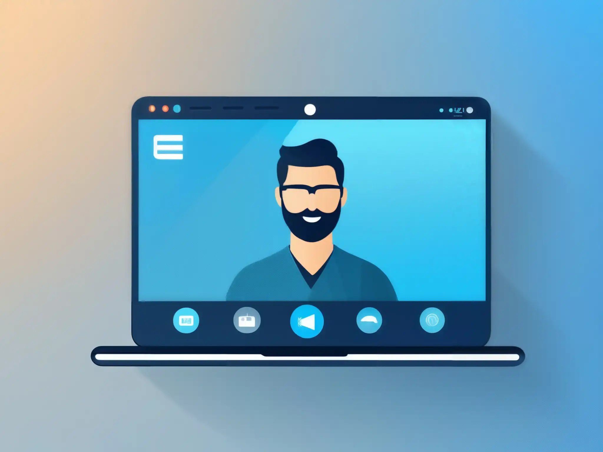 Interfaz de videoconferencia moderna y segura Interfaz moderna para API de videoconferencia con diseño intuitivo, cumplimiento GDPR y profesionalidad en tonos suaves