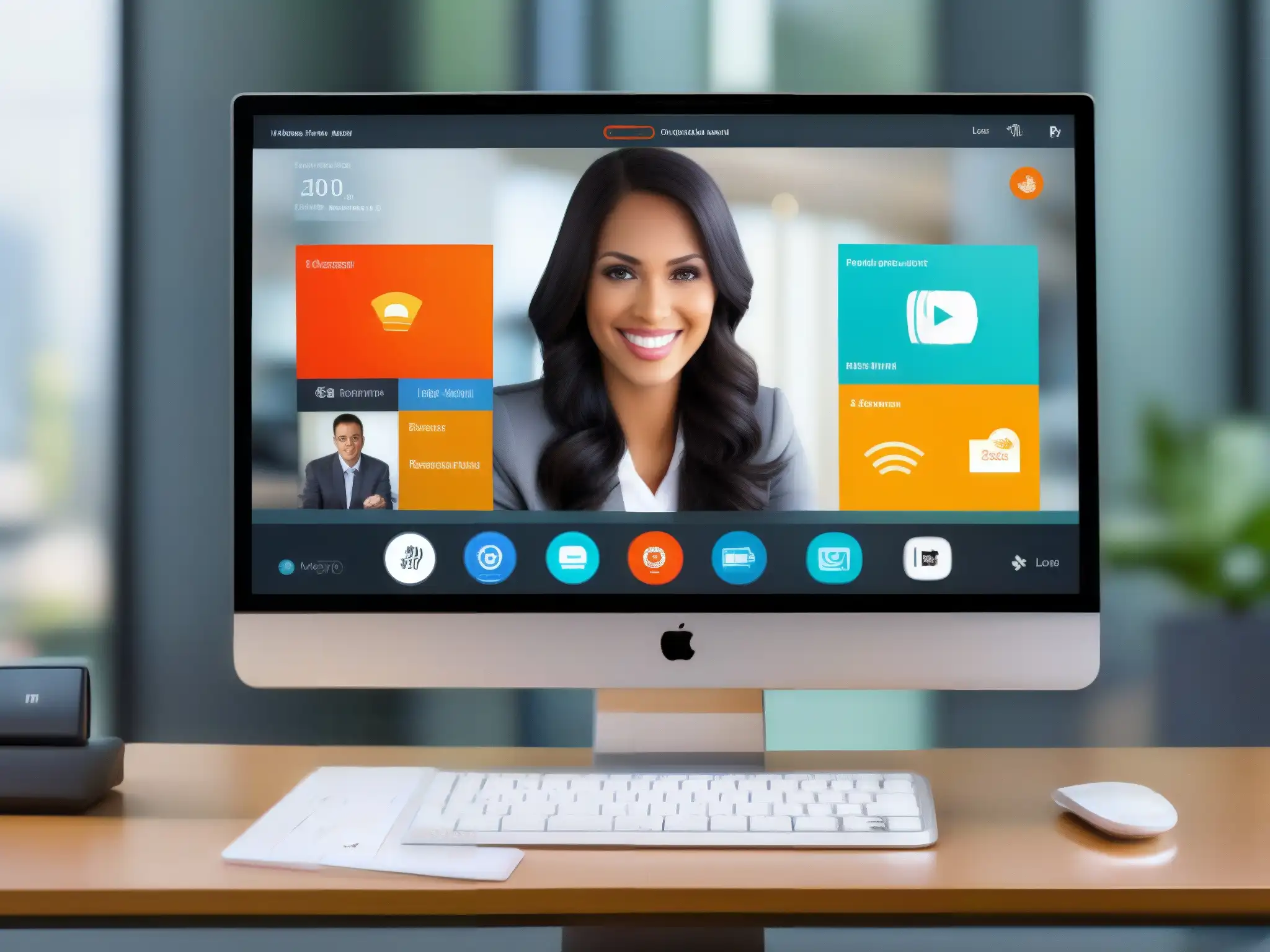Interfaz de videoconferencia profesional y eficiente Interfaz moderna de videoconferencia con usabilidad para cliente, calidad de vídeo nítida y controles intuitivos