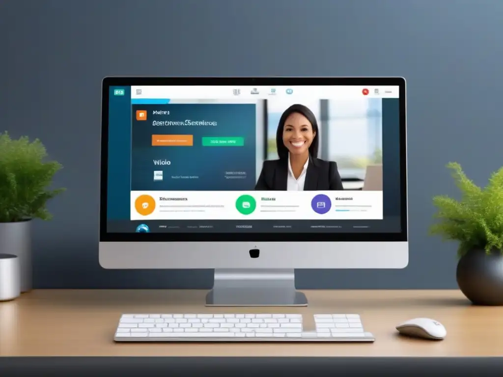 Interfaz de videoconferencia profesional con integración API personalizable Interfaz moderna para videoconferencias con personalización de herramientas y API integradas, transmitiendo profesionalismo y elegancia